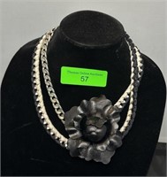 Black & White Fashion Necklace w/ Silver Accents