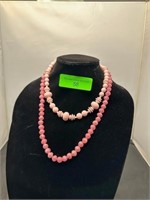 2 Pink Beaded Fashion Necklaces
