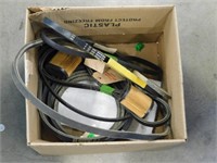 2 BOX LOTS - FAN BELTS,   CHAIN SAW PARTS