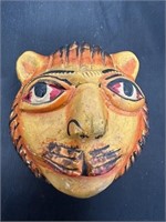 Mexican Folk Art Handmade Clay Lion Face