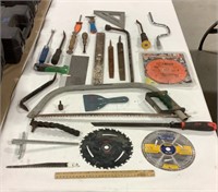 Lot of tools w/ Irwin & Bosch saw blades, files &