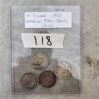 4- Silver 1952 Canadian Fifty cent coins