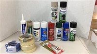 Home fix up spray paint, sealer, liquid nails