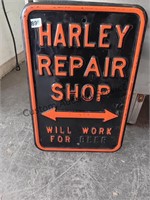 Vintage Harley Davidson repair shop sign