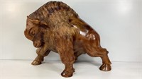 Carved wood Buffalo, 18x22, note 2 cracks in