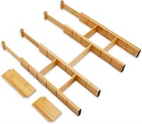 4 Pack Bamboo Drawer Divider with Inserts,