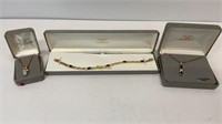 (2) 18kt Gold over silver necklaces with Diamond