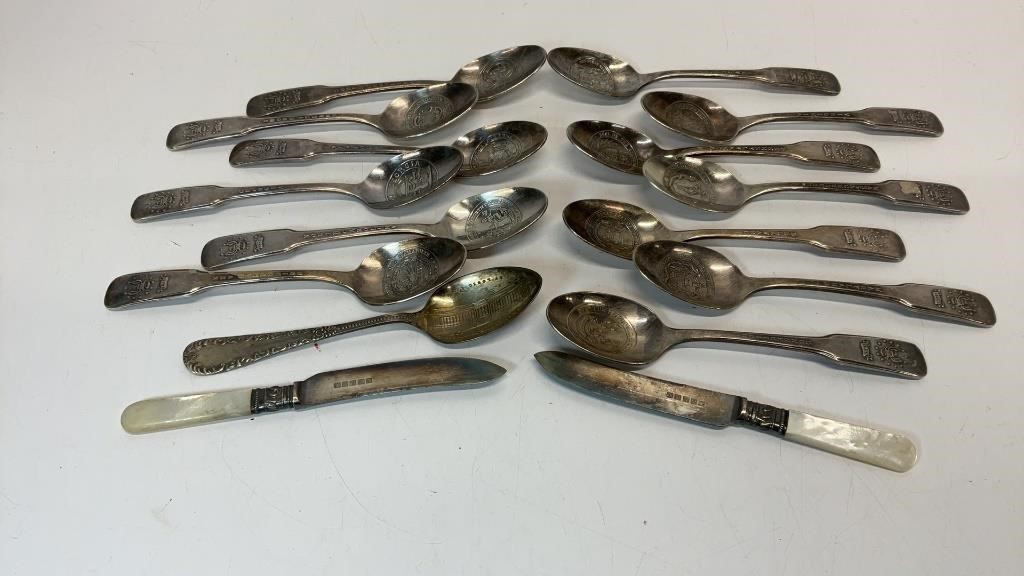 Silver plate bicentennial state spoons with