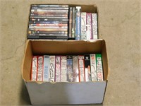 2 BOX LOTS VHS TAPES AND DVD'S