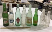 8 vintage glass pop bottles