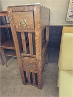 2 ANTIQUE OAK MISION STYLE END TABLES WITH DRAWER