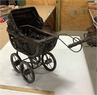 Wooden & cloth doll stroller MISSING ONE SCREW