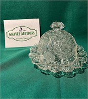 Heavy Crystal Covered Butter Dish