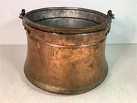 Vintage Copper Pot W/Handle, 11in Tall X 16in Wide