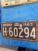 ONTARIO LICENCE PLATE - 1963