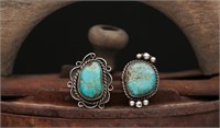 Southwestern Sterling & Turquoise Rings 11.8g