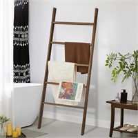 Wood Blanket Ladder with Bottom,5 Ft Sturdy