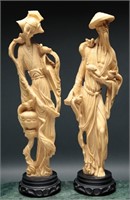 Vintage Japanese Ivory Resin Sculptures (2)