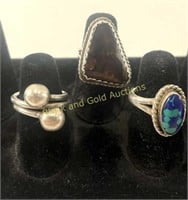 (3) Marked 925 Sterling Silver Mexico Rings