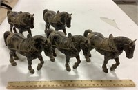 5 metal horses no visible markings