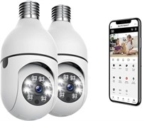 2Pack Light Bulb Camera, 360° Pan/Tilt Panoramic