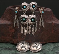 Southwestern Sterling Silver Earrings 23.15g