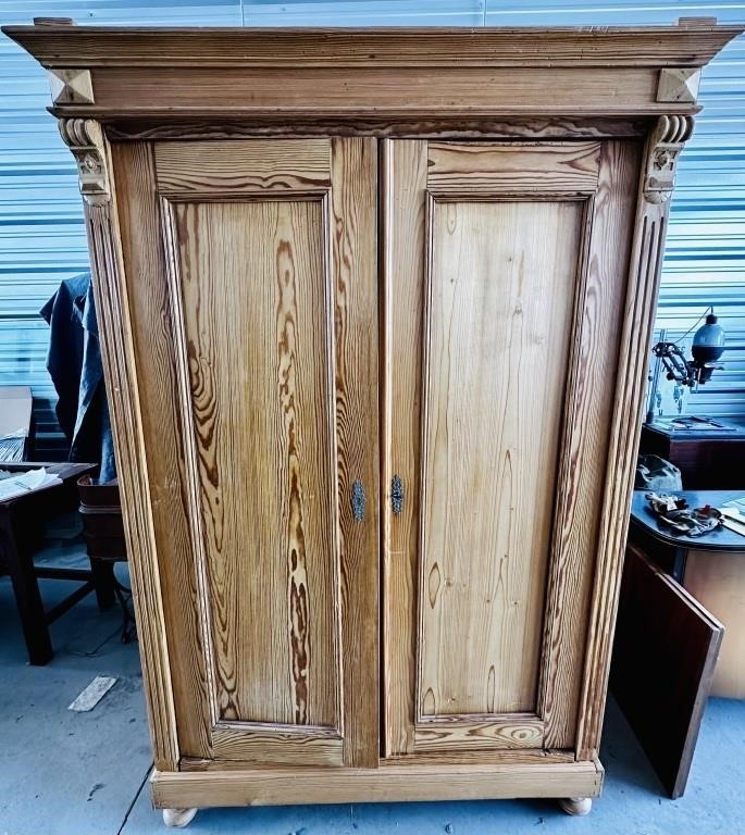 Vintage Large Pine 2-Door Wardrobe