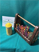 Vintage Handmade Crayon Holder 9” long by 7 1/4”