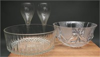 Clear Glass Drink Bowls & Champagne Glasses (4)