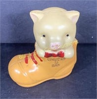 Japan Celluloid Pig in Boot Tape Measure