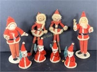 Group of Vintage Felt Small Santas
