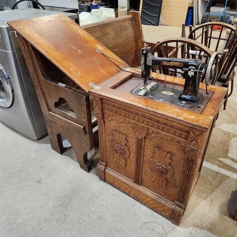 Raymond Treadle Sewing Machine in Cabinet