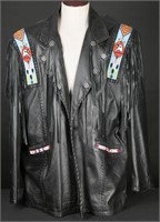 3B West Black Western Leather Jacket Men's 3XL