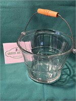 Glass Bucket Bail & Wood Handle 7” tall