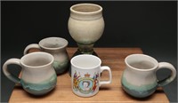 Always Azul Pottery Stoneware Mugs, Wine Goblet, +