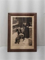 1910 "Home Again" Framed Kids & Dog Print