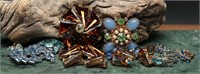 Vintage Rhinestone Jewelry Amber & Blues