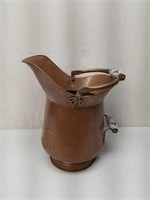 Copper & Brass Bucket w Porcelain Delft Handles