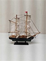 Wooden Sailing Ship Model w Cloth Sails