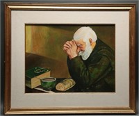 Vintage "Grace Old Man Praying" Painting