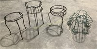 (3) Steel Plant Stands & (1) Frog Plant Stand