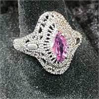 Intricate Queens Amethyst Crown Jewel Ring