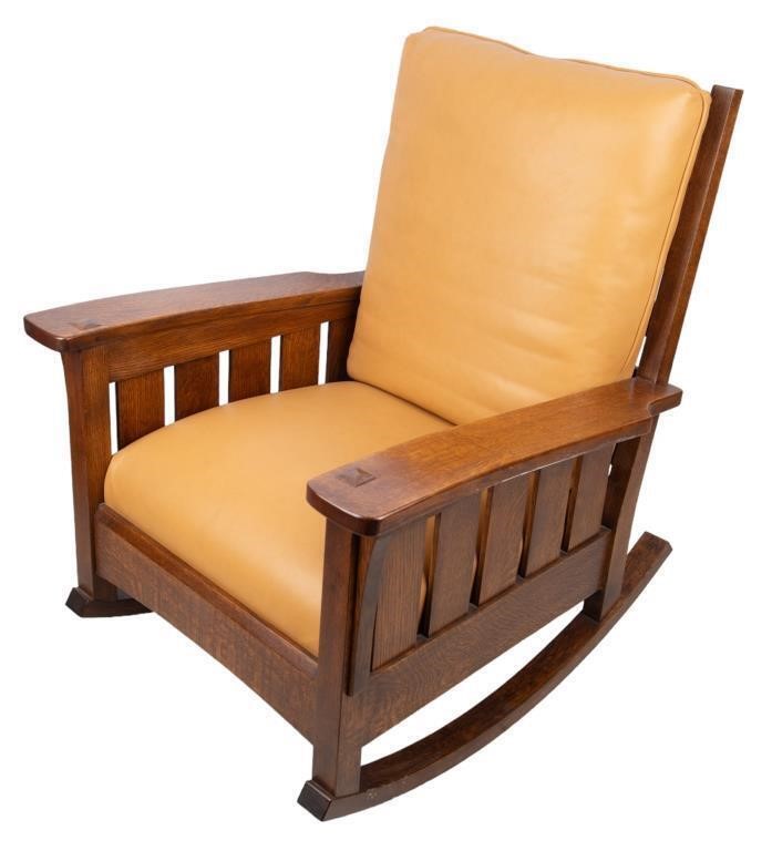 Tiger Oak Mission Style Rocking Chair