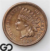 1863 Indian Head Cent, Uncirculated, Bid: 135