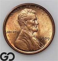 1909 VDB Lincoln Wheat Cent, Gem BU RB, Bid: 75