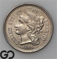 1865 Three Cent Nickel, BU, Bid: 140