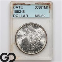 1882-S Morgan Silver Dollar, Near Gem BU, Bid: 78