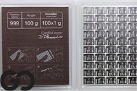 100 gram Silver CombiBar, 100x 1gram Pieces .999