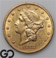 1878-S $20 Gold Liberty Double Eagle, AU++