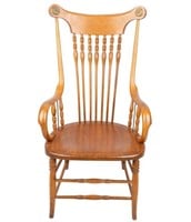 Antique Oak Spindle Back Captains Chair